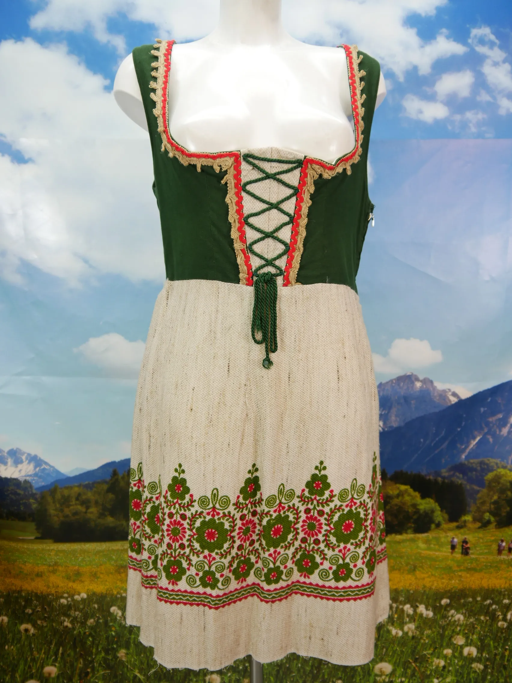 Echtes Dirndl aus Oberbayern Balkonett süßes Vintage Dirndl ohne Schürze Gr.44