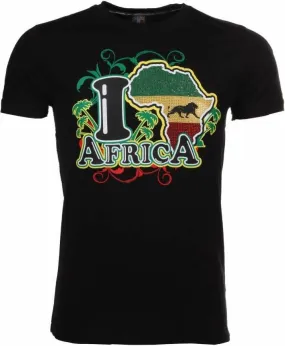 T Shirt Herren - I Love Africa - Schwarz
